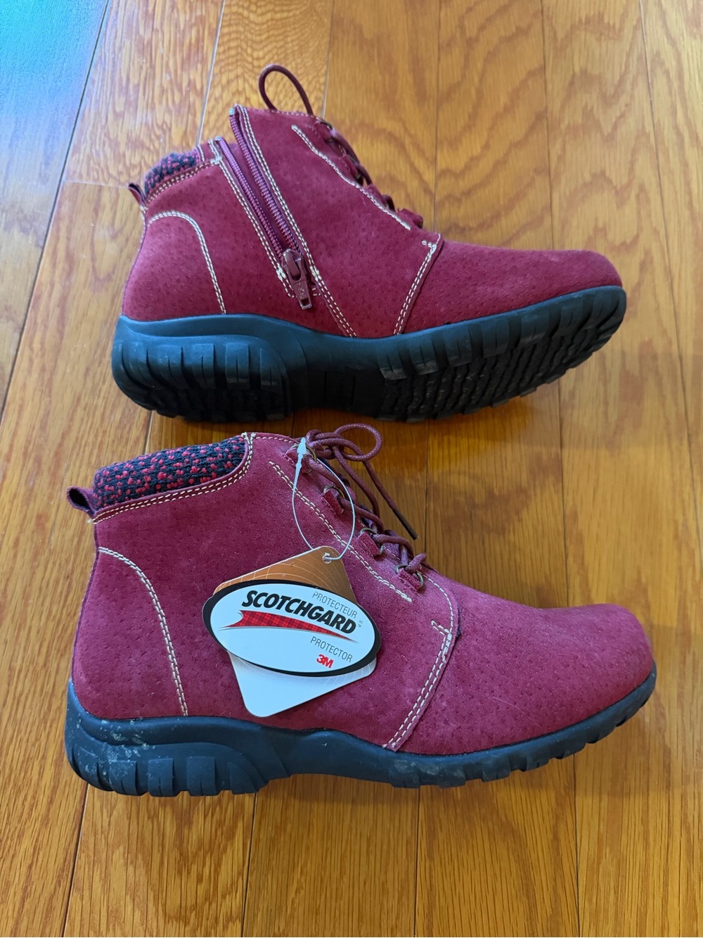 Propet Burgundy Suede Lace Up Ankle Boots Womens Size 6 Extra Wide 4E
